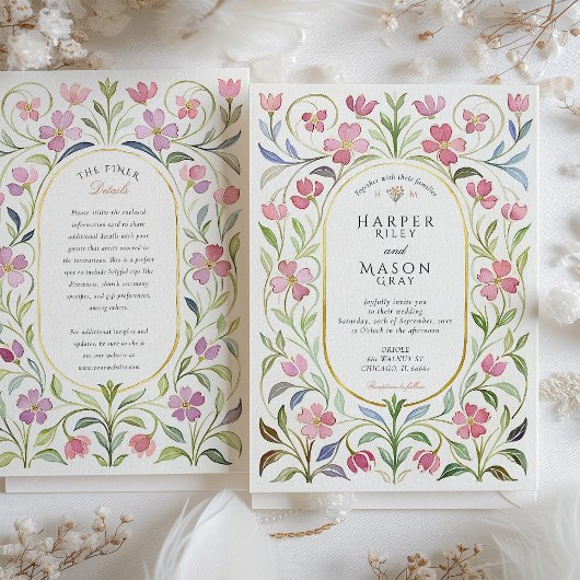  Bloemen Waterverf bruiloft Kaart