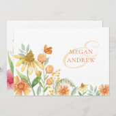 Bloemen waterverf bruiloft kaart (Voorkant / Achterkant)