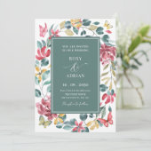 Bloemen waterverf bruiloft kaart (Staand voorkant)