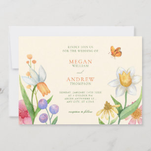 Bloemen waterverf bruiloft kaart