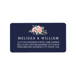 Bloemen Waterverf Bruiloft Navy Retouradres Etiket