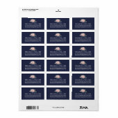 Bloemen Waterverf Bruiloft Navy Retouradres Etiket (Full Sheet)