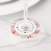 Bloemen Waterverf Bruiloft Receptie Aangepaste tek Wijnglaslabel (Dichtbij)