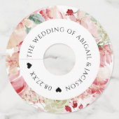 Bloemen Waterverf Bruiloft Receptie Aangepaste tek Wijnglaslabel (Achterkant)