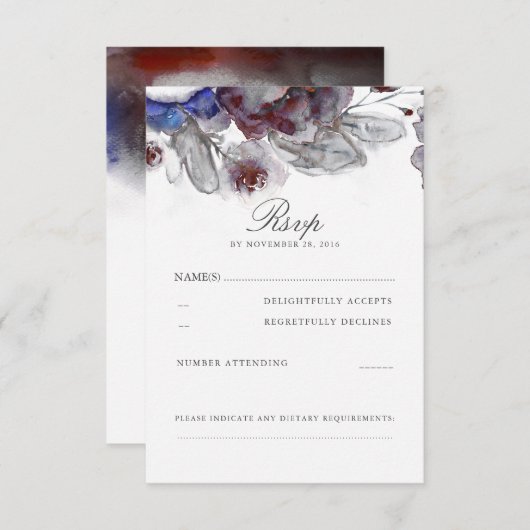 Bloemen Waterverf Bruiloft RSVP Kaarten (Voorkant / Achterkant)