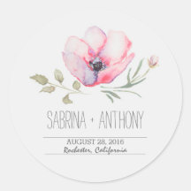 Bloemen waterverf bruiloft stickers