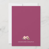 Bloemen Waterverf Bruiloft Uitnodiging Maroon Blus (Achterkant)