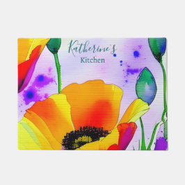 Bloemen Waterverf Californië Poppies Keuken Vloer Deurmat