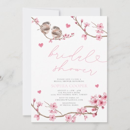 Bloemen Waterverf Cherry Blossom Vrijgezellenfeest Kaart (Voorkant)