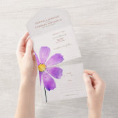 Bloemen Waterverf Cosmos Daisy Terracotta Bruiloft All In One Uitnodiging (Afscheurbaar)