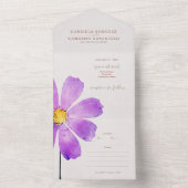 Bloemen Waterverf Cosmos Daisy Terracotta Bruiloft All In One Uitnodiging (Binnen)