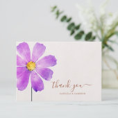 Bloemen Waterverf Cosmos Daisy Terracotta Bruiloft Bedankkaart (Staand voorkant)