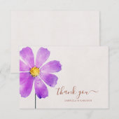 Bloemen Waterverf Cosmos Daisy Terracotta Bruiloft Bedankkaart (Voorkant / Achterkant)