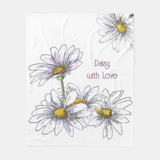 Bloemen Waterverf Daisy met Liefde Fleece Deken (Voorkant)