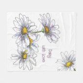 Bloemen Waterverf Daisy met Liefde Fleece Deken (Voorkant (Horizontaal))
