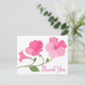 Bloemen Waterverf Dank u Bloemen Roze Fuchsia Briefkaart (Staand voorkant)