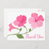 Bloemen Waterverf Dank u Bloemen Roze Fuchsia Briefkaart (Voorkant / Achterkant)