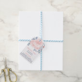 Bloemen Waterverf Dank u Label, blauw, roze Cadeaulabel (Met Touw)