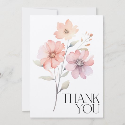 Bloemen Waterverf Dank u opmerking Kaart (Voorkant)