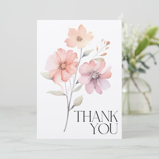 Bloemen Waterverf Dank u opmerking Kaart (Staand voorkant)