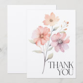 Bloemen Waterverf Dank u opmerking Kaart (Voorkant / Achterkant)