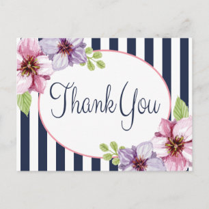 Bloemen Waterverf Dank u Paarse Bloem Briefkaart
