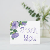 Bloemen Waterverf Dank u Paarse Bloem Briefkaart (Staand voorkant)