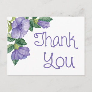 Bloemen Waterverf Dank u Paarse Bloem Briefkaart