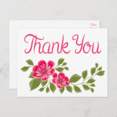 Bloemen Waterverf Dank u Paarse Bloem Briefkaart (Voorkant / Achterkant)