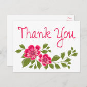 Bloemen Waterverf Dank u Paarse Bloem Briefkaart (Voorkant / Achterkant)