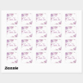 Bloemen Waterverf Dank u Purple Flowers Bruiloft Vierkante Sticker (Vel)