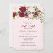 Bloemen Waterverf Doopuitnodiging Kaart (Voorkant)