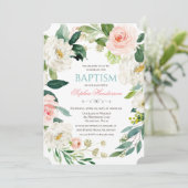 Bloemen Waterverf Doopuitnodiging Kaart (Staand voorkant)