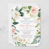 Bloemen Waterverf Doopuitnodiging Kaart (Voorkant)
