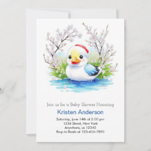 Bloemen Waterverf Duckling Boy Baby shower Kaart