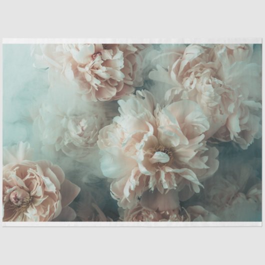 Bloemen  Waterverf Effect Pioenrozen Decoupage Tissuepapier (Voorkant)