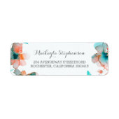 Bloemen Waterverf Elegant Bruiloft Etiket (Voorkant)