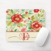  Bloemen Waterverf Elegant Chic Monogram Muismat (Met muis)