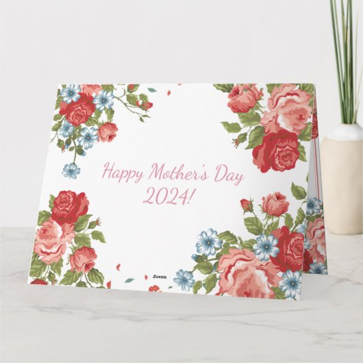 Bloemen Waterverf Elegant Moederdag Kaart (Achterkant)