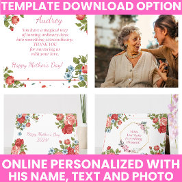 Bloemen Waterverf Elegant Moederdag Kaart