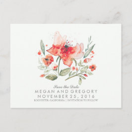 Bloemen waterverf Elegant Save the Date Aankondigingskaart