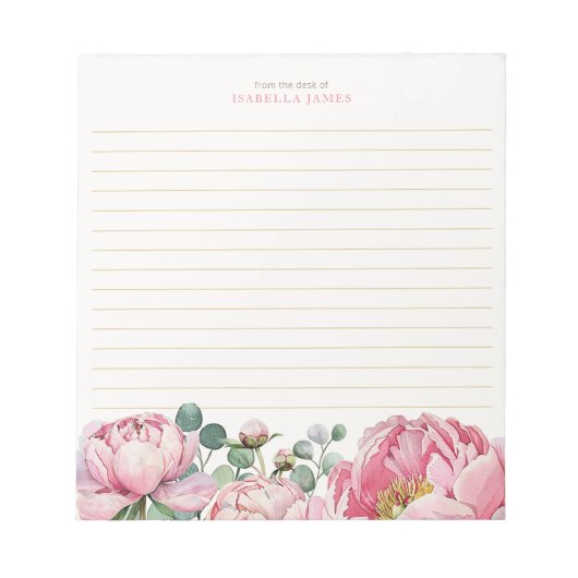 Bloemen Waterverf Eucalyptus groen gepersonaliseer Notitieblok (Voorkant)