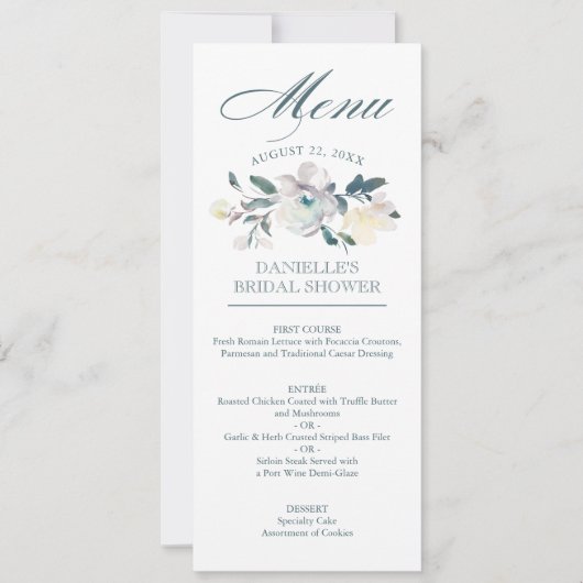  bloemen | Waterverf Floral | Menu Weddenschappen Kaart (Voorkant)