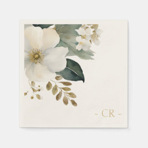 Bloemen Waterverf Foliage Initialen Natuurlijke Ec Servet