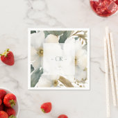 Bloemen Waterverf Foliage Overlay & Initialen Servet (Insitu)