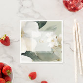 Bloemen Waterverf Foliage Overlay & Initialen Servet (Insitu)