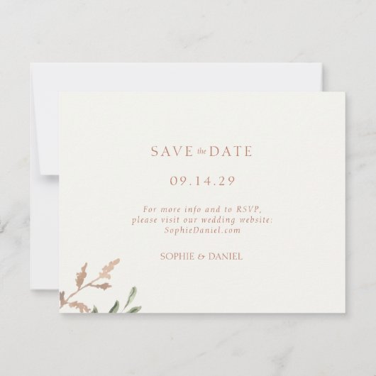 Bloemen Waterverf Foto Bruiloft Aankondiging Kaart (Achterkant)