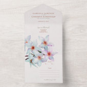 Bloemen Waterverf Frangipani Terracotta Bruiloft All In One Uitnodiging (Binnen)