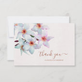 Bloemen Waterverf Frangipani Terracotta Bruiloft Bedankkaart (Voorkant)