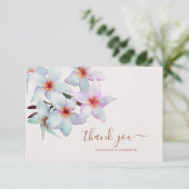Bloemen Waterverf Frangipani Terracotta Bruiloft Bedankkaart (Staand voorkant)